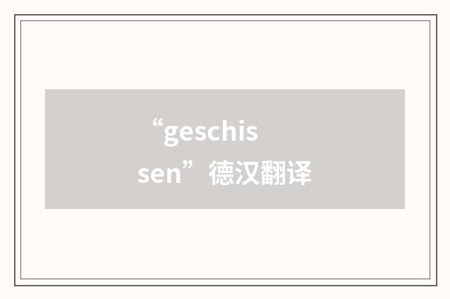 “geschissen”德汉翻译