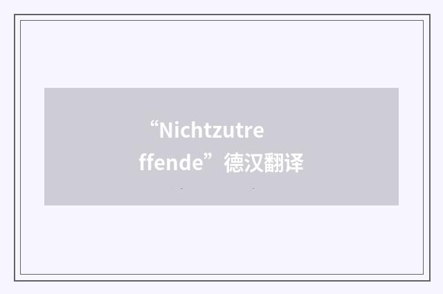 “Nichtzutreffende”德汉翻译