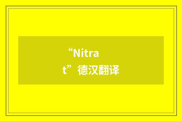 “Nitrat”德汉翻译