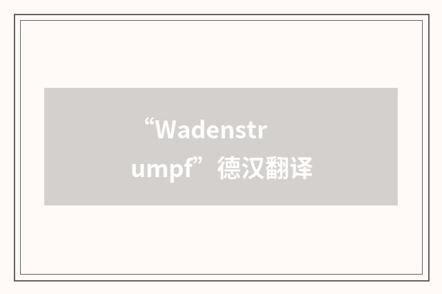 “Wadenstrumpf”德汉翻译