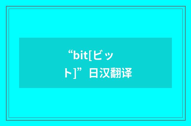 “bit[ビット]”日汉翻译