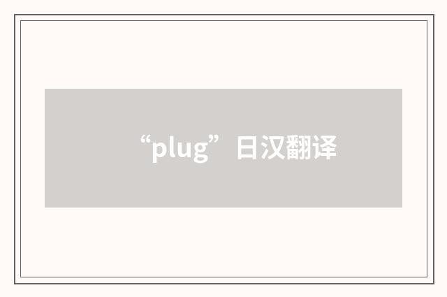 “plug”日汉翻译