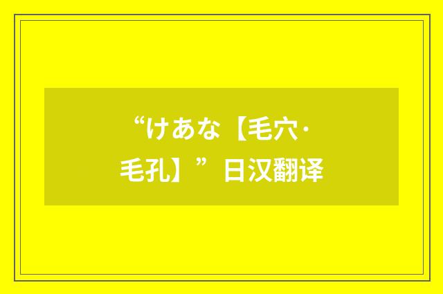 “けあな【毛穴·毛孔】”日汉翻译