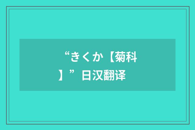 “きくか【菊科】”日汉翻译