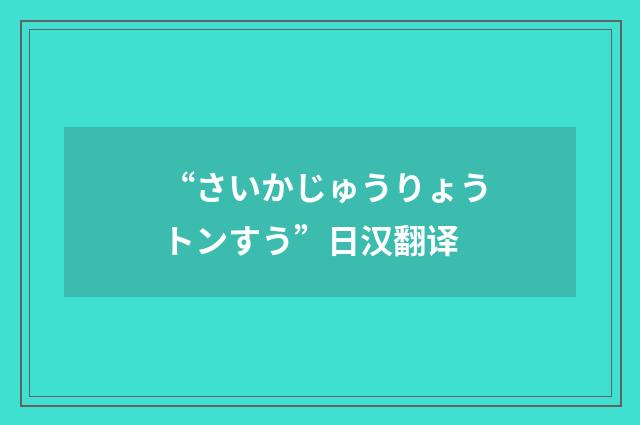 “さいかじゅうりょうトンすう”日汉翻译