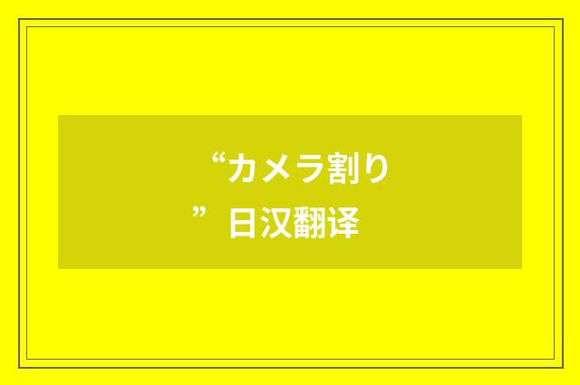 “カメラ割り”日汉翻译