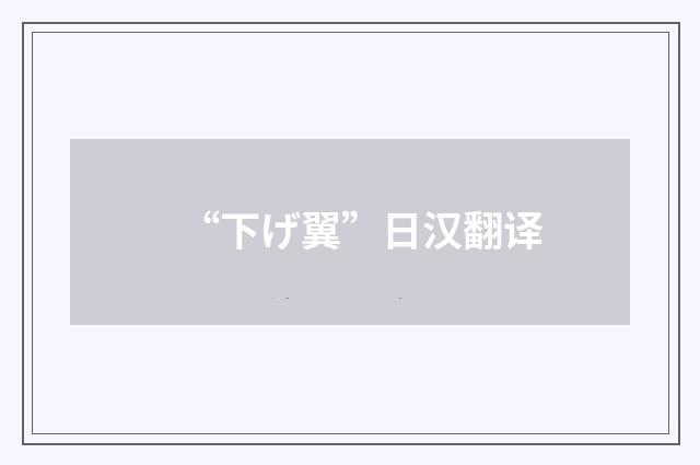 “下げ翼”日汉翻译
