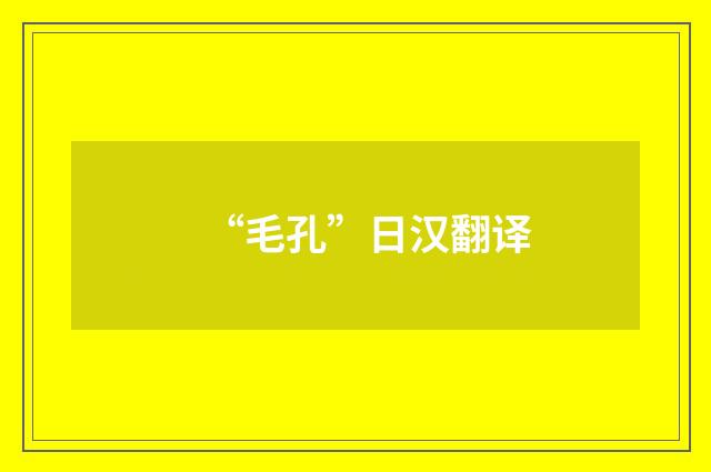 “毛孔”日汉翻译