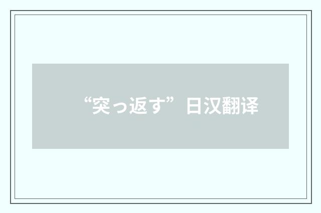 “突っ返す”日汉翻译