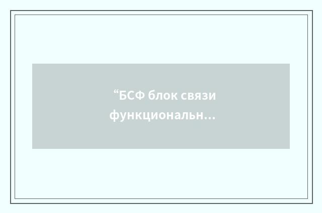 “БСФ блок связи функциональный”俄汉翻译