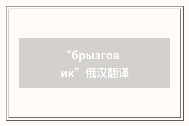 “брызговик”俄汉翻译