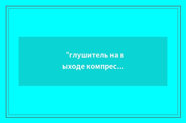 “глушитель на выходе компрессора”俄汉翻译