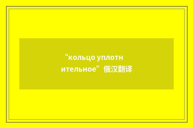 “кольцо уплотнительное”俄汉翻译