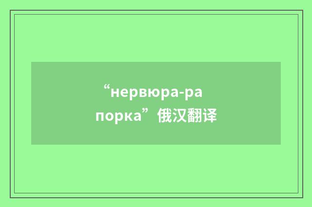 “нервюра-рапорка”俄汉翻译