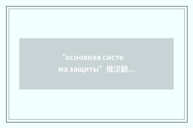 “основная система защиты”俄汉翻译