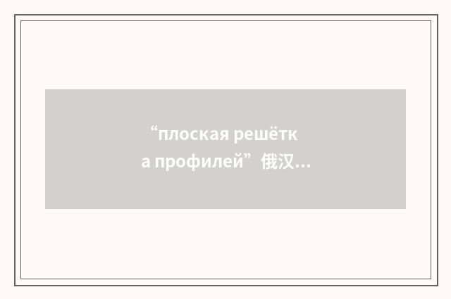 “плоская решётка профилей”俄汉翻译