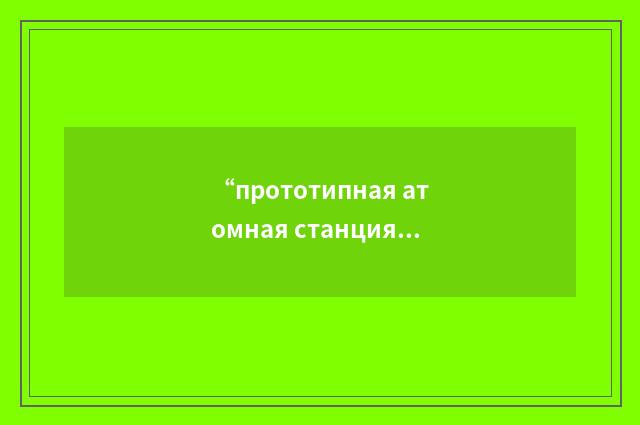 “прототипная атомная станция теплоснабжения”俄汉翻译