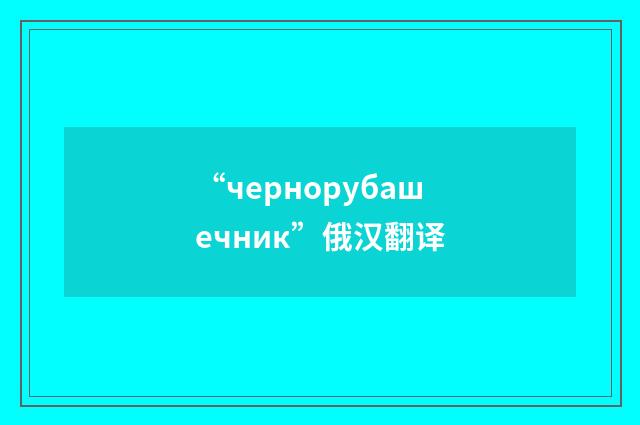 “чернорубашечник”俄汉翻译