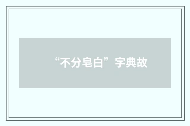 “不分皂白”字典故