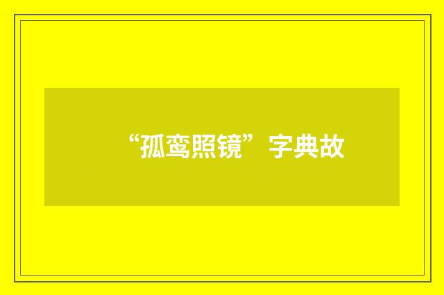“孤鸾照镜”字典故