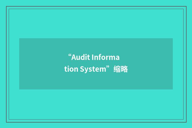 “Audit Information System”缩略