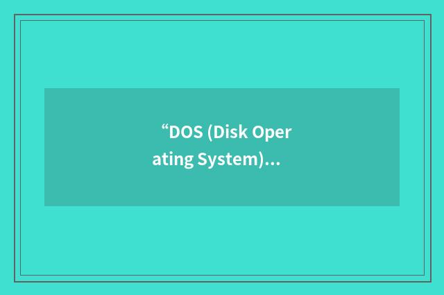 “DOS (Disk Operating System) Boot Record”缩略