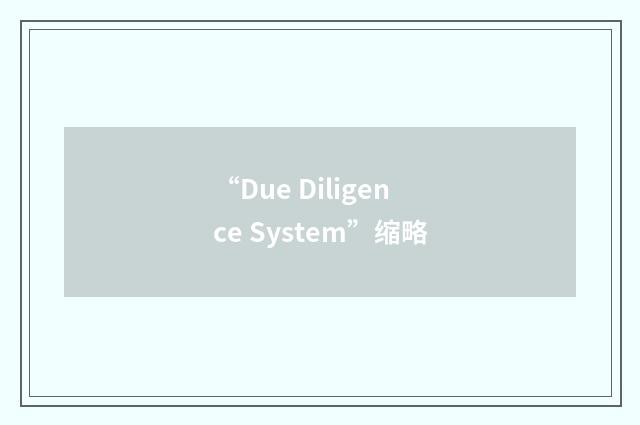 “Due Diligence System”缩略
