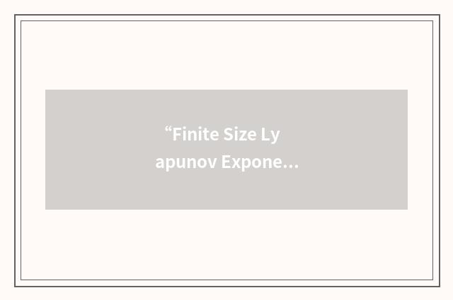 “Finite Size Lyapunov Exponent”缩略