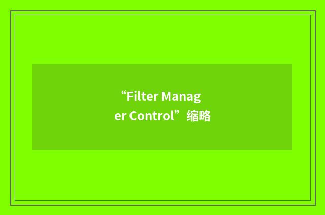 “Filter Manager Control”缩略