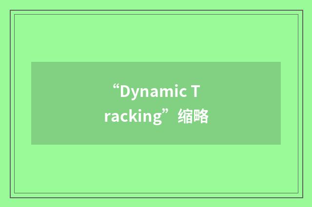 “Dynamic Tracking”缩略