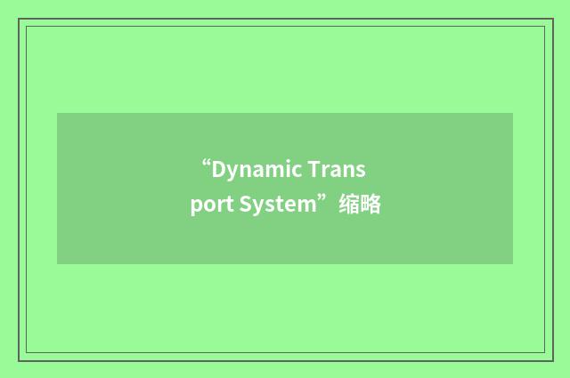 “Dynamic Transport System”缩略