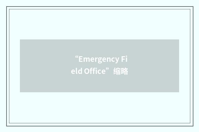 “Emergency Field Office”缩略