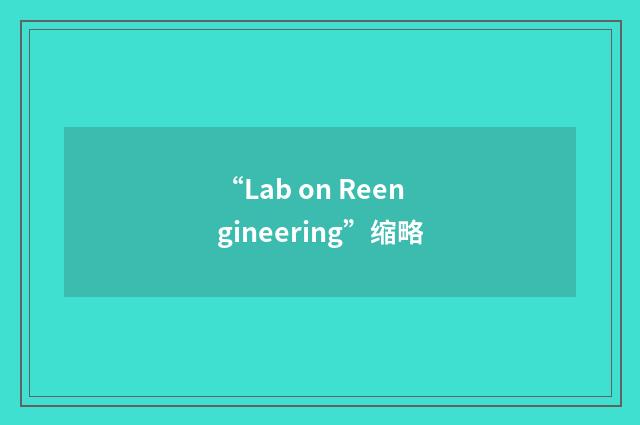“Lab on Reengineering”缩略