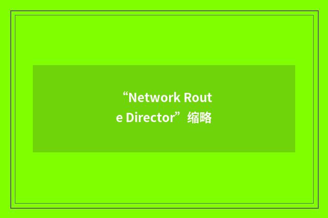 “Network Route Director”缩略
