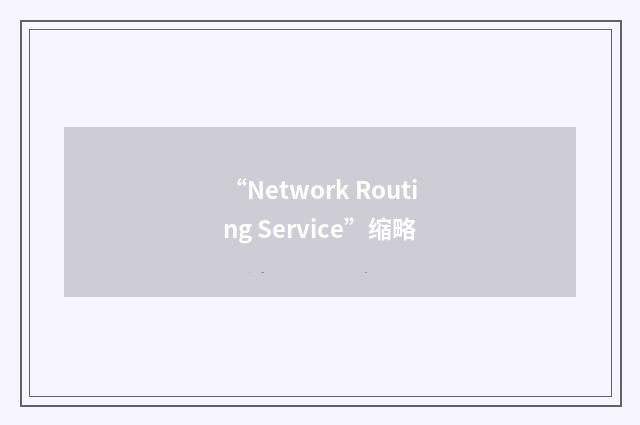 “Network Routing Service”缩略