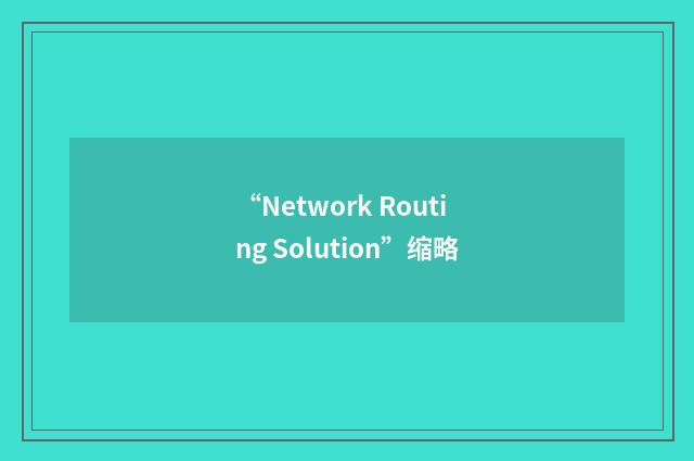 “Network Routing Solution”缩略