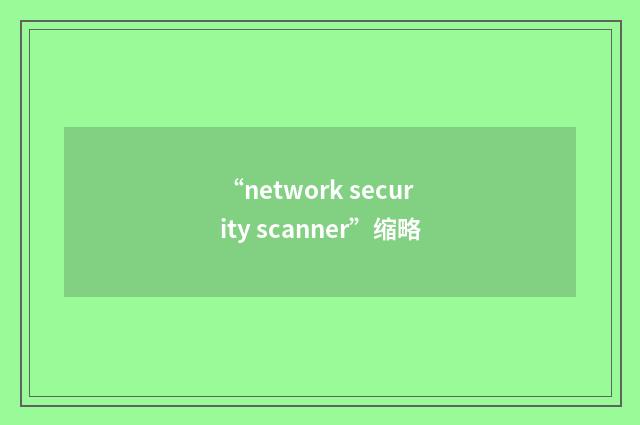 “network security scanner”缩略