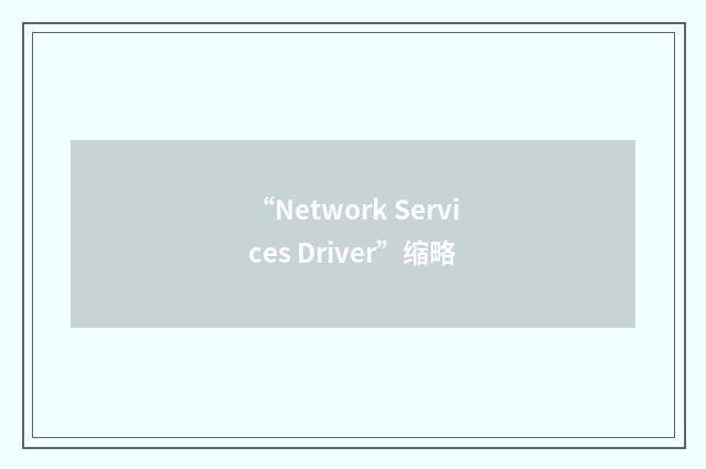 “Network Services Driver”缩略