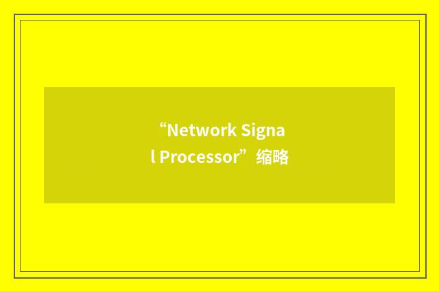 “Network Signal Processor”缩略
