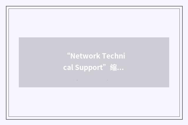 “Network Technical Support”缩略