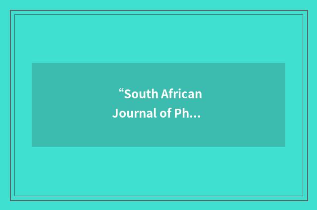 “South African Journal of Physics”缩略