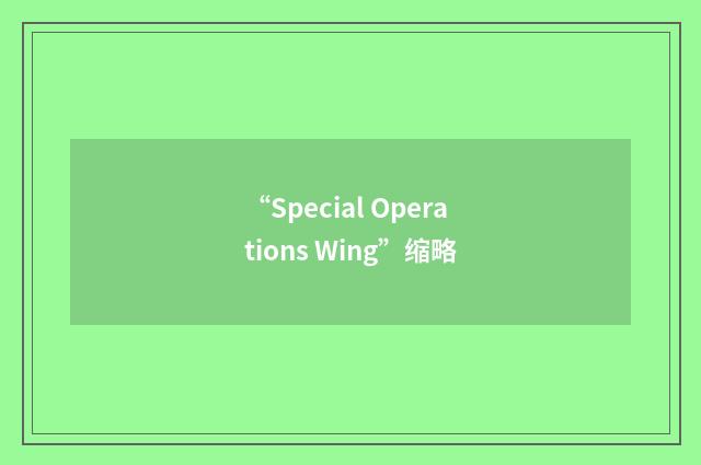 “Special Operations Wing”缩略