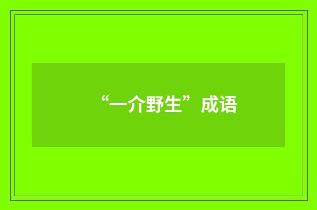 “一介野生”成语