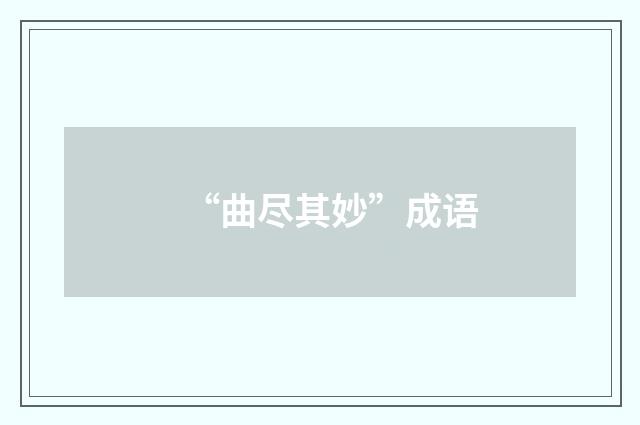 “曲尽其妙”成语