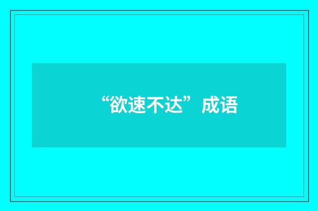 “欲速不达”成语