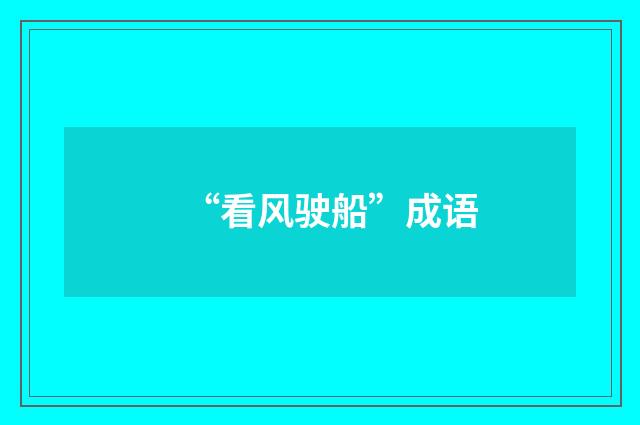 “看风驶船”成语