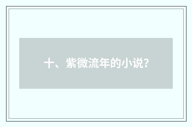 十、紫微流年的小说？