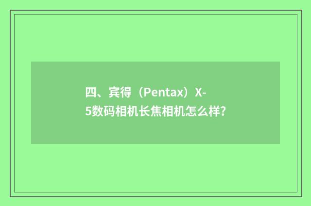 四、宾得(Pentax)X-5数码相机长焦相机怎么样?