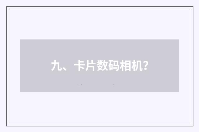 九、卡片数码相机？