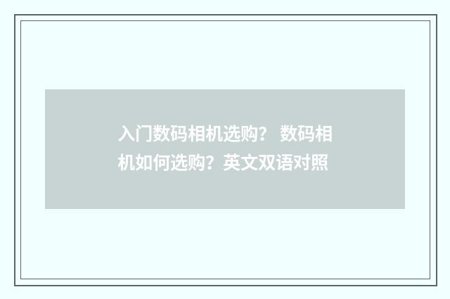 入门数码相机选购? 数码相机如何选购?英文双语对照
